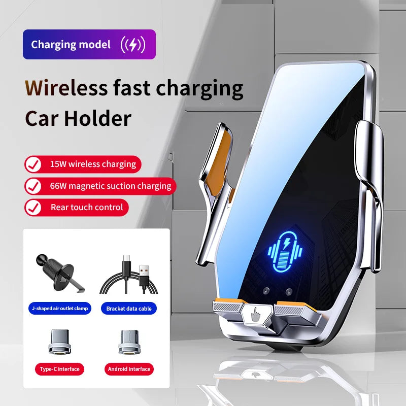 New Max 66W Magnetic Car Phone Holder 15W Wireless Charging Infrared Sensing Touch Control for iPhone Andorid Car Air Vent Mount