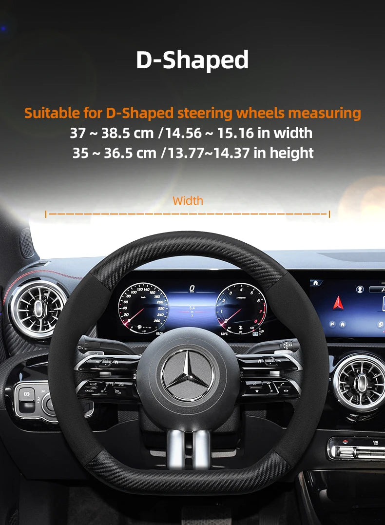 Suitable for Mercedes-Benz Suede Matte Carbon Fiber Texture Steering Wheel Cover Suitable for E Class S C a Glc Suv Eqc Gle Gla Eqe Amg Eq C63 E63 Maybach S600 Phantom Gls600 V Eqv W204 W205 W203
