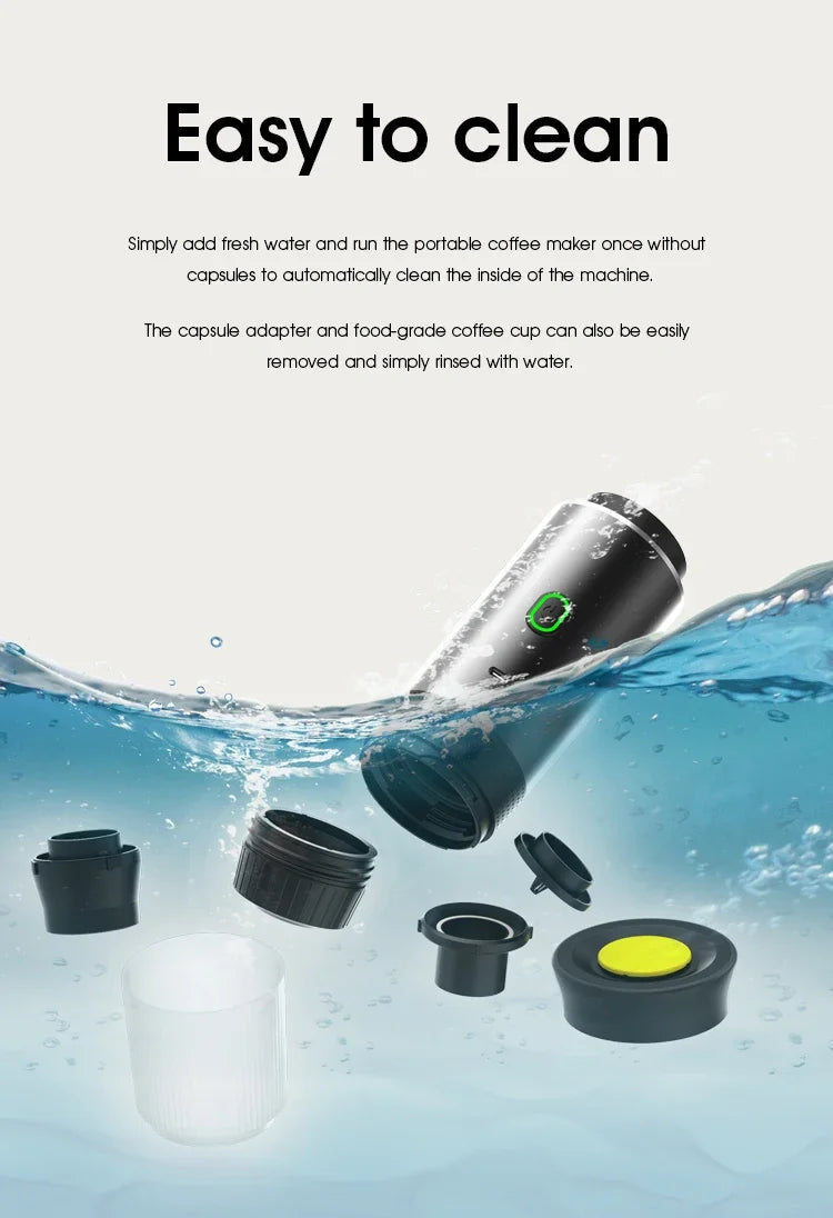 Portable Wireless Electric Espresso Coffee Machine For Travel &Car &Home Camping Coffee Maker 3-in-1 Capsule Powder Coffee Maker