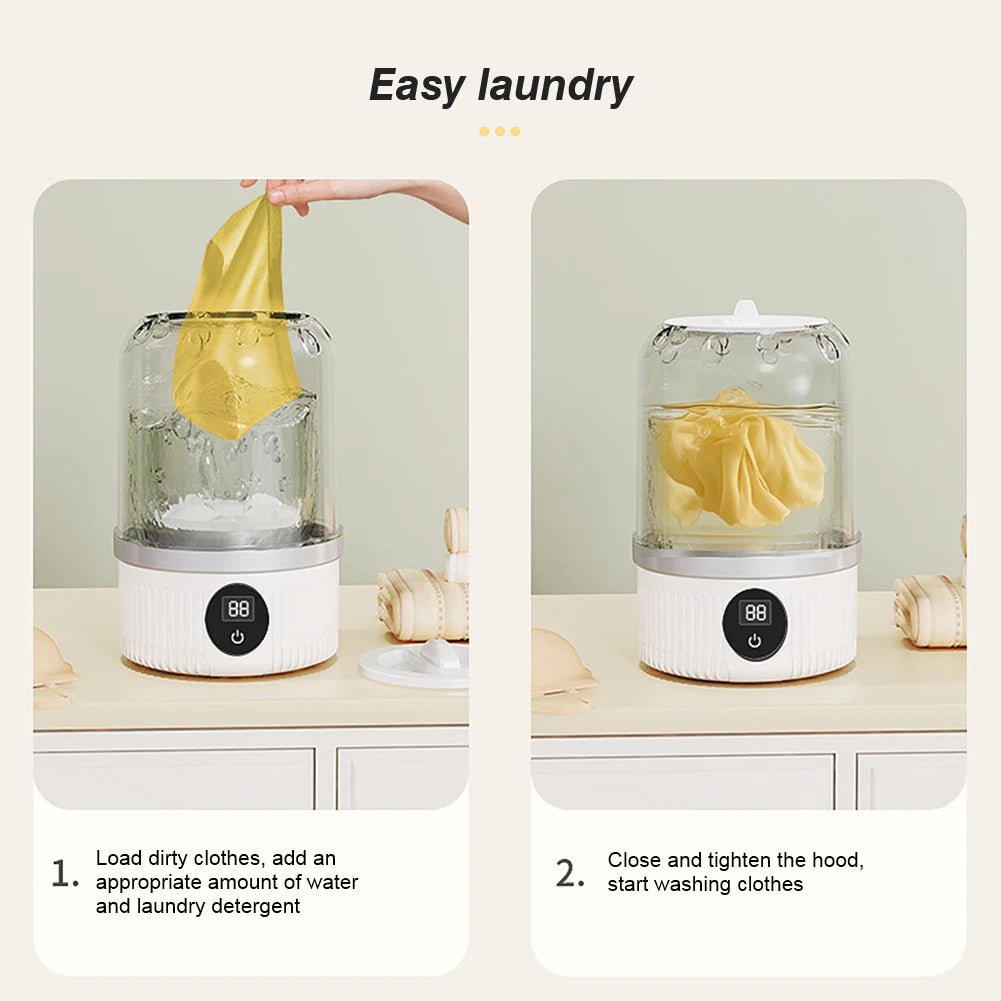 Portable Underwear Cleaner Wireless Washing Machine Mini Socks Washing Machine 2-speed Time Special Washer for Travel Home