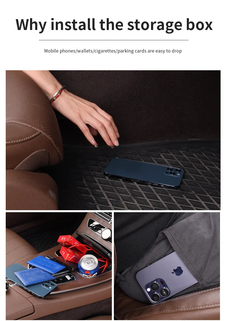 For Mercedes-Benz A B C E S V R-Class A45 C43 CLA GLA GLB GLC SLK SL Car Seat Gap Multifunction Storage Box Seat Gap Cup Holder