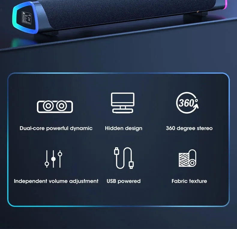 Computer Speaker Bar Stereo Sound Subwoofer Bluetooth Speaker For Macbook Laptop Notebook PC Music Player Wired Loudspeaker