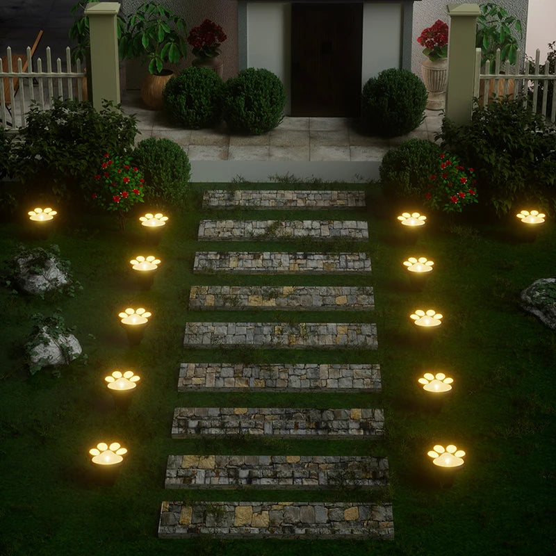 4PCS Dog Claw Solar Outdoor Light LED Energy Saving Lawn Lamp Animal Landscape Lighting for Garden Patio Stairway Camping Decor