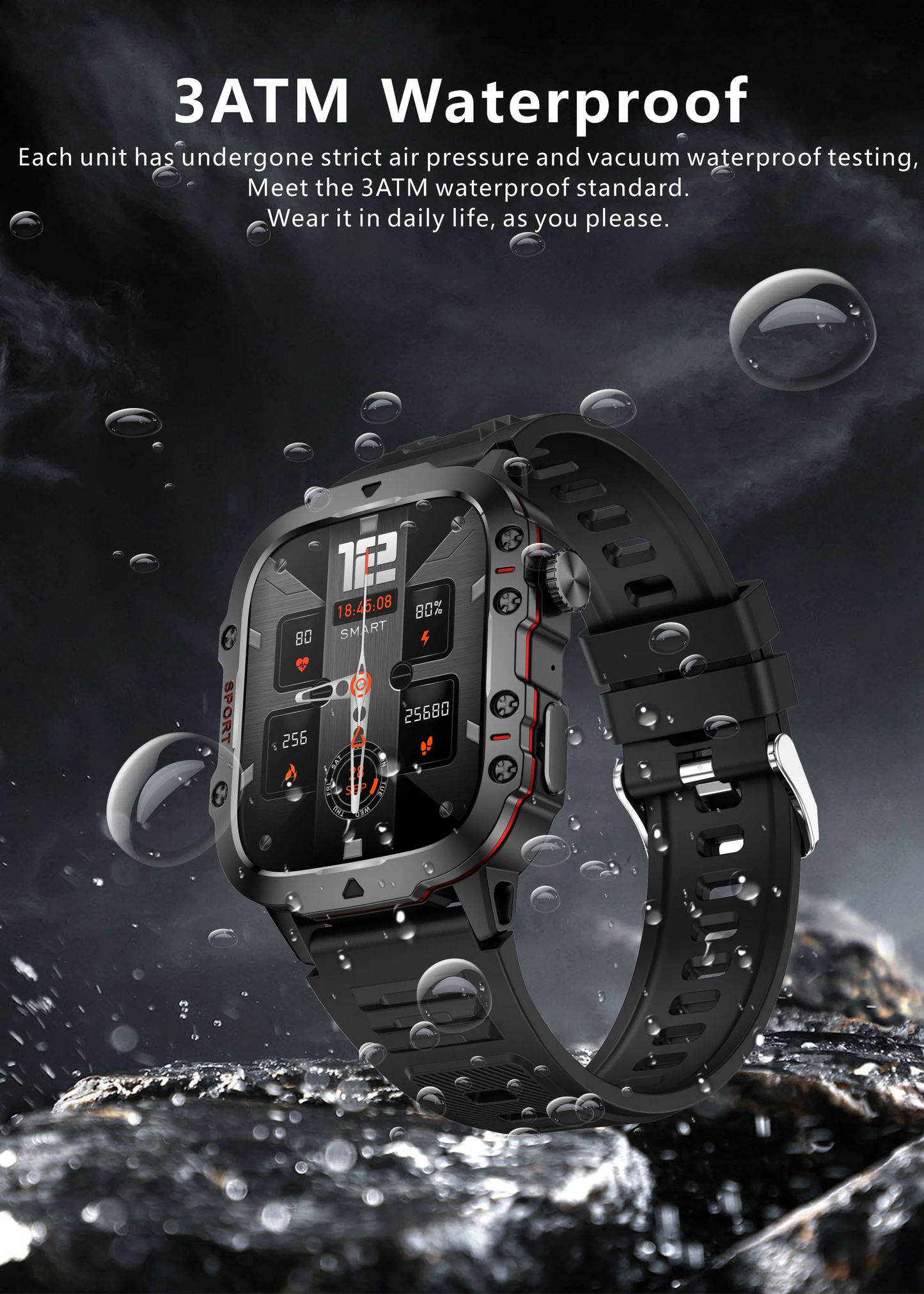 New Original Rugged Military Men Smart Watch Bluetooth Call Fitness Clock 3ATM IP68 Waterproof Sports Smartwatch for Android iOS