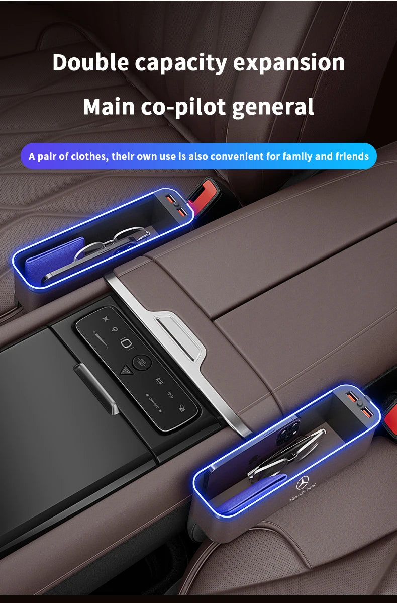 For Mercedes-Benz A B C E S V R Class AMG GLB GLC GLE SLC SLK SL ML Vito Viano Sprinter Pilot Car Seat Storage Case Seat Gap Box