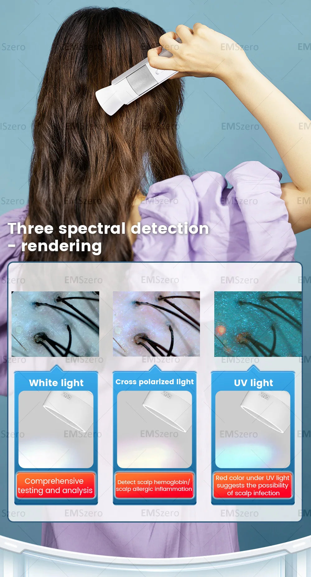 AI Analysis Scalp Care Handheld Hair Analyzer Mini Intelligent Access The Net Hair Detector Scalp Hair Follicle Analyzer Salon