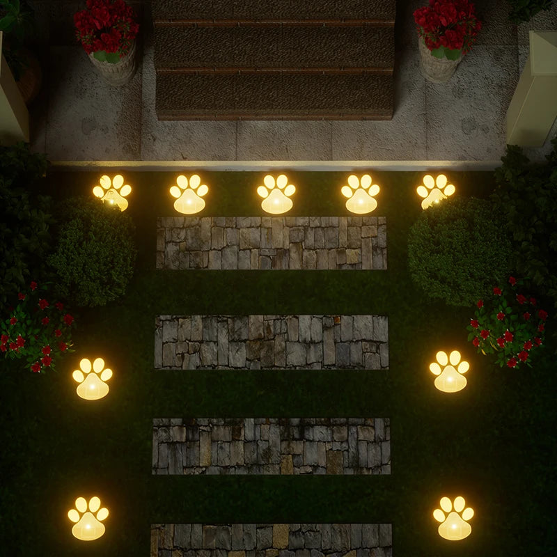 4PCS Dog Claw Solar Outdoor Light LED Energy Saving Lawn Lamp Animal Landscape Lighting for Garden Patio Stairway Camping Decor