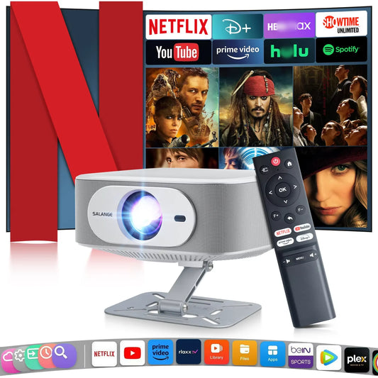 Salange Netflix Projector P92MAX Smart Android 13 1080P BT5.2 WiFi6 12000L Electronic Focus Auto Keyston 4K Movie HD Home Cinema