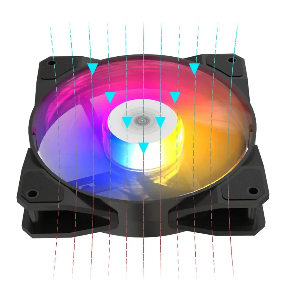TEUCER P16 RGB FAN 120mm Pc Computer Case Fan Rainbow Heatsink 4PIN 12cm CPU Cooler Silent Fan