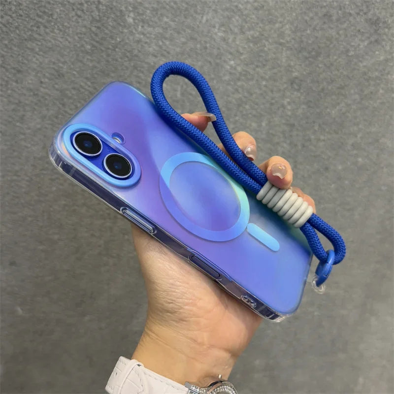 Aurora Gradient Matte Magnetic Case For iPhone 16 15 14 Pro Max 16 Plus 13 Laser Colorful Rainbow for Magsafe Shockproof Cover
