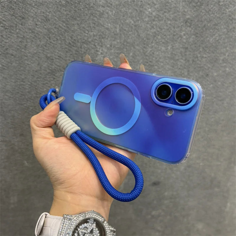 Aurora Gradient Matte Magnetic Case For iPhone 16 15 14 Pro Max 16 Plus 13 Laser Colorful Rainbow for Magsafe Shockproof Cover