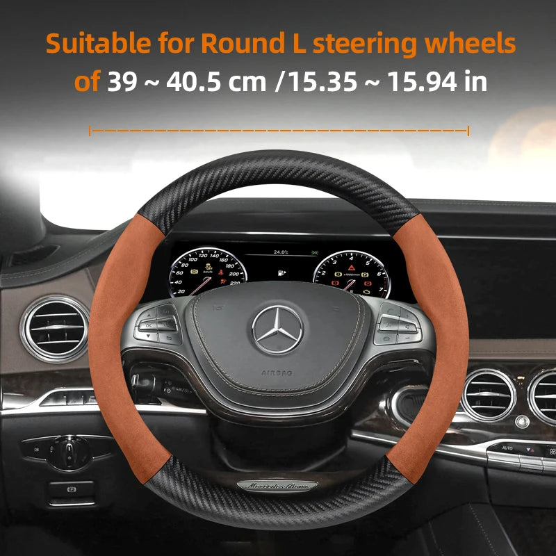 Suitable for Mercedes-Benz Suede Matte Carbon Fiber Texture Steering Wheel Cover Suitable for E Class S C a Glc Suv Eqc Gle Gla Eqe Amg Eq C63 E63 Maybach S600 Phantom Gls600 V Eqv W204 W205 W203