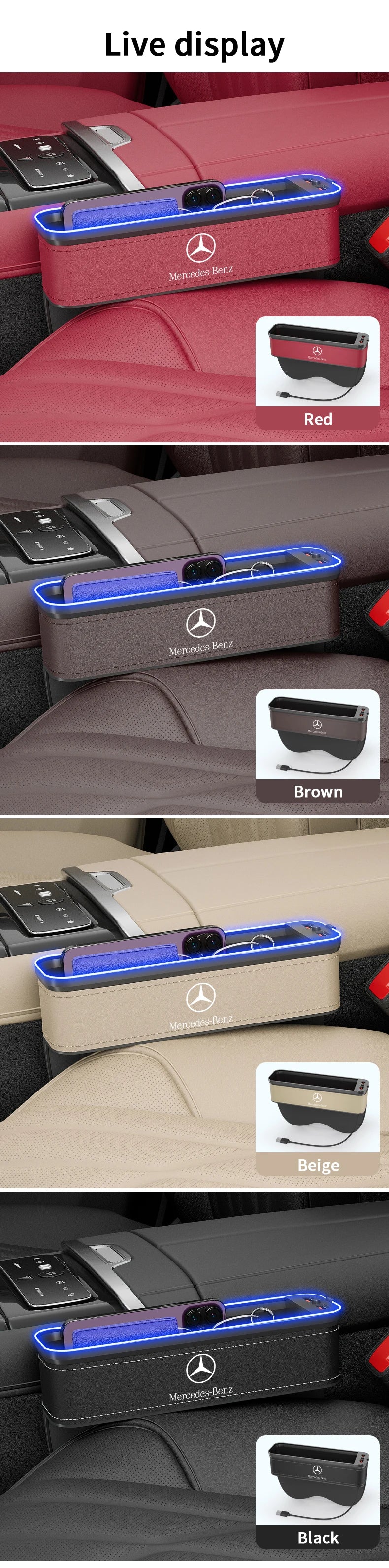 For Mercedes-Benz A B C E S V R Class AMG GLB GLC GLE SLC SLK SL ML Vito Viano Sprinter Pilot Car Seat Storage Case Seat Gap Box