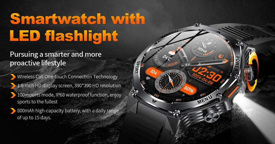 LIGE New Smart Watch Men 800mAh Ultra Long Battery Life Waterproof Outdoor Sport Watches Bluetooth Call Military Smartwatch 2025