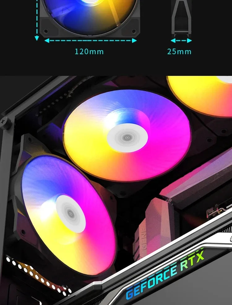 TEUCER P16 RGB FAN 120mm Pc Computer Case Fan Rainbow Heatsink 4PIN 12cm CPU Cooler Silent Fan