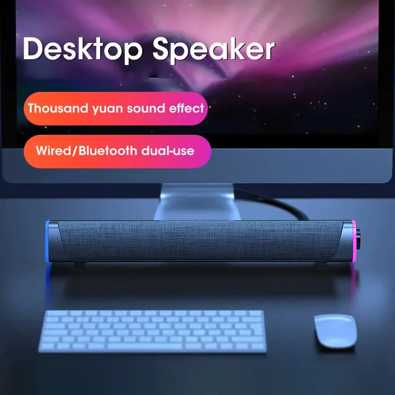 Computer Speaker Bar Stereo Sound Subwoofer Bluetooth Speaker For Macbook Laptop Notebook PC Music Player Wired Loudspeaker