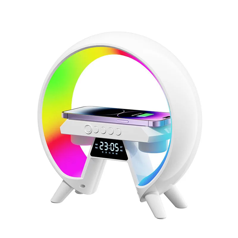 LED New Smart Light Wireless Charger Bluetooth Speaker Alarm Clock RGB Atmosphere Lamp Bedroom Decoration Lamps Night Light Gift