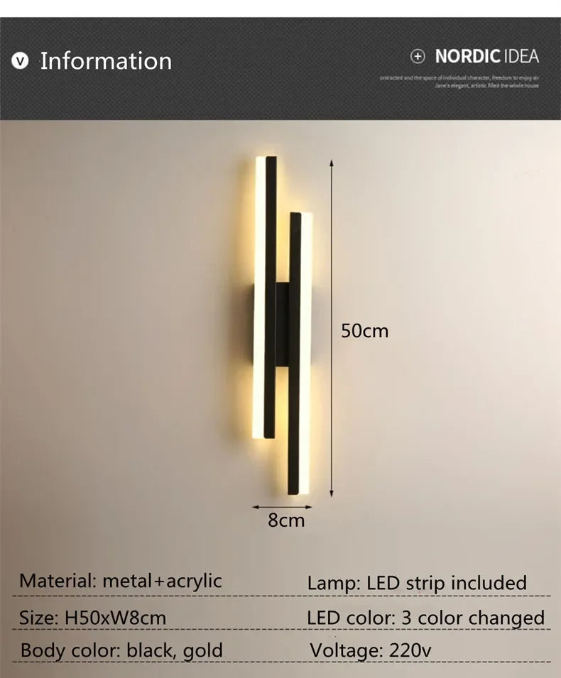 Modern LEDWall Lamp Wall Sconces Copper Line Pipe Acrylic Lampshade Indoor Lighting for Living Room Corridor Light Fixture