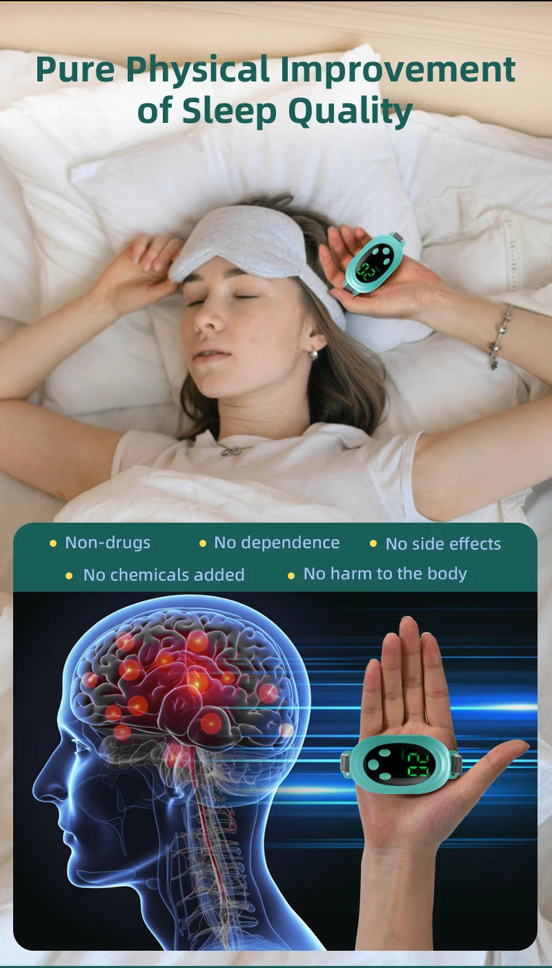 New Microcurrent Sleep Aid Device EMS Sleep Aid Machine Sleep Instrument for Insomnia Stress Anxiety Relief Palm Pulse Massager