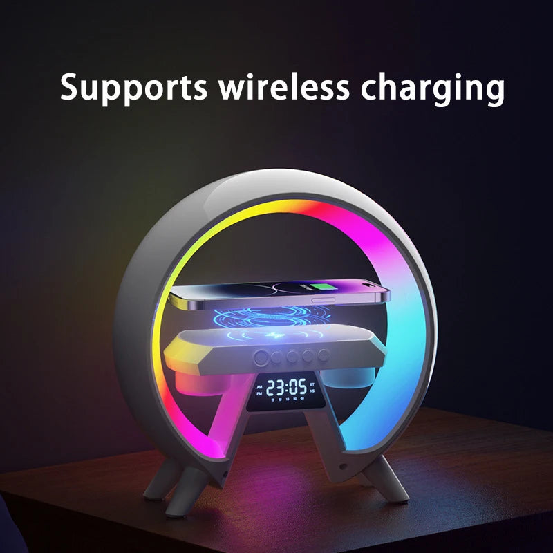 LED New Smart Light Wireless Charger Bluetooth Speaker Alarm Clock RGB Atmosphere Lamp Bedroom Decoration Lamps Night Light Gift
