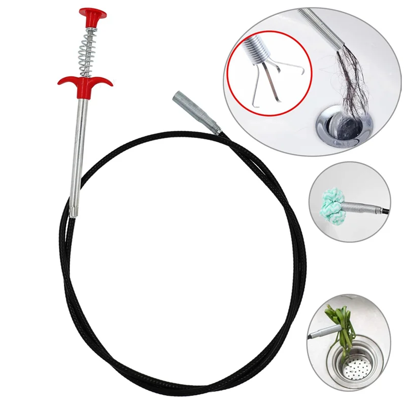 Bathroom Spring Pipe Dredging Tools Kitchen Sink Cleaning Hair Catcher Hair Clog Remover Grabber for Shower Drains Bath Basin