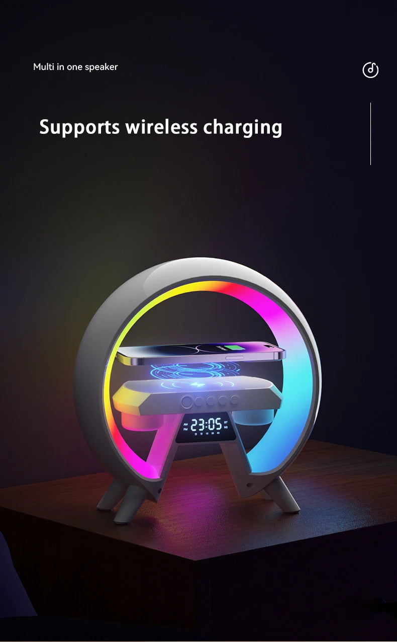 LED New Smart Light Wireless Charger Bluetooth Speaker Alarm Clock RGB Atmosphere Lamp Bedroom Decoration Lamps Night Light Gift