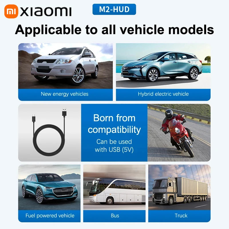 Xiaomi In-vehicle Speedometer HUD Head Up Display Digital Speed Mete GPS Compass Multifunctional Car Windshield Projector NEW