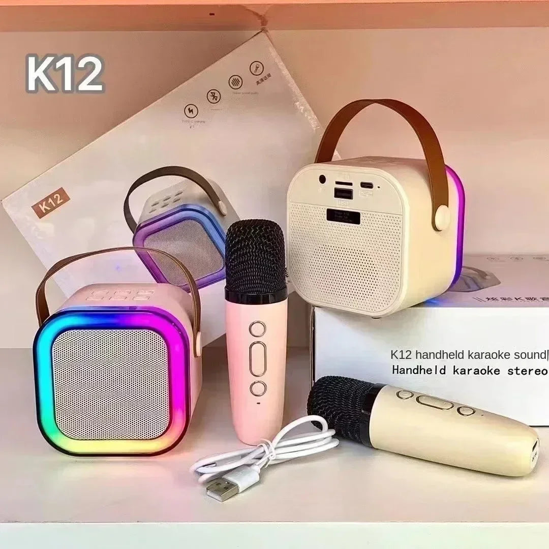 Altavoz K12 con micrófono, dispositivo con Bluetooth integrado, al aire libre transmisión en vivo, karaoke en casa, gran oferta