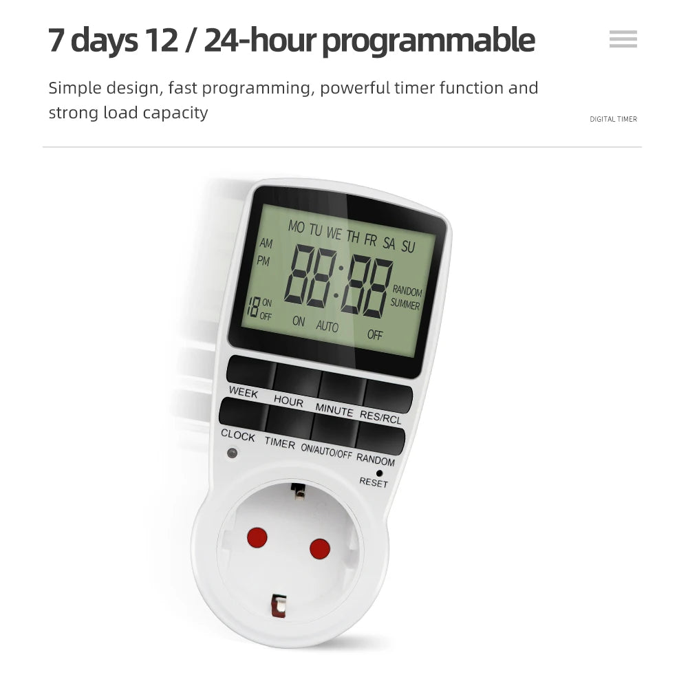 Digital Timer Switch EU Programmable Electronic Timing Socket US UK FR AU Plug Outlet Kitchen Appliance Time Control Day/Hour