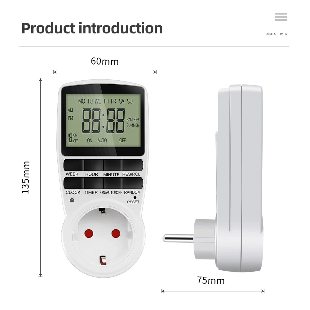Digital Timer Switch EU Programmable Electronic Timing Socket US UK FR AU Plug Outlet Kitchen Appliance Time Control Day/Hour