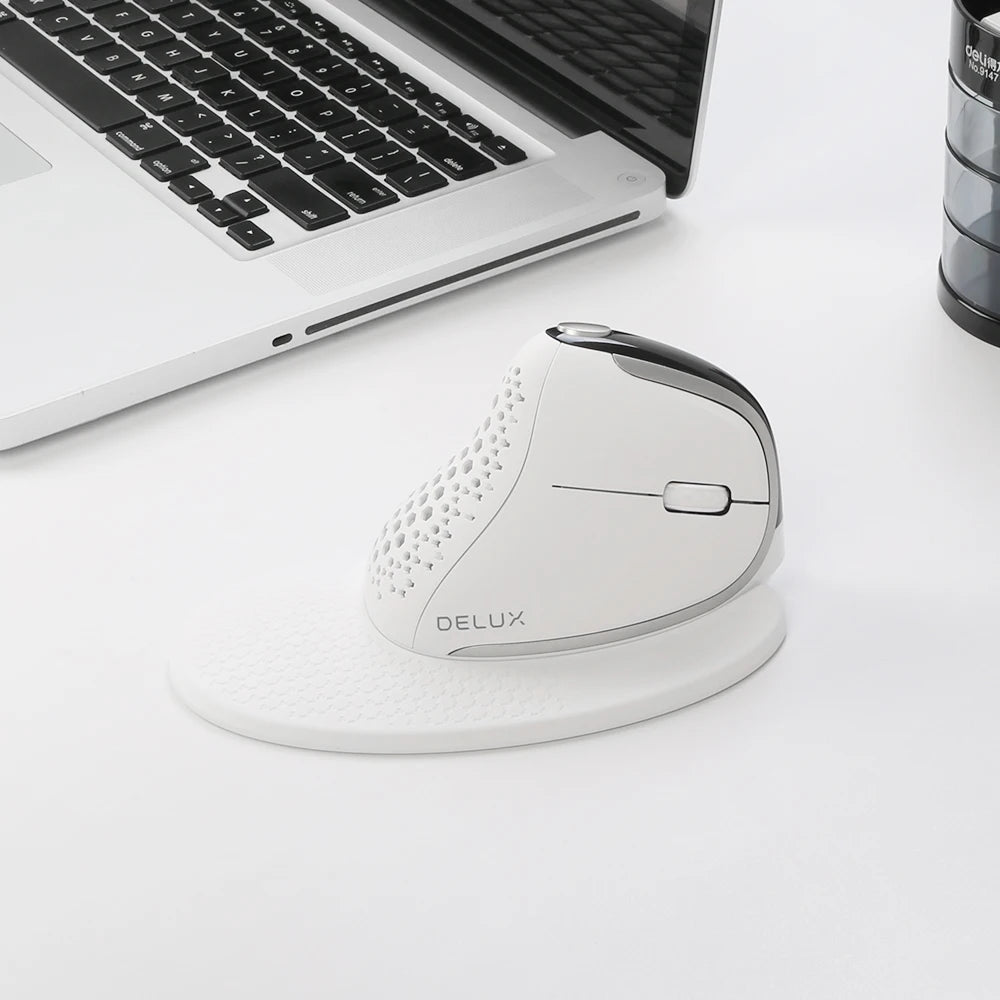 Delux M618XSD Wireless Mouse OLED Screen Designer Tri Mode Seeker Ergonomic Mouse 1000mAh Removable Back Cover Pc Gamer Office