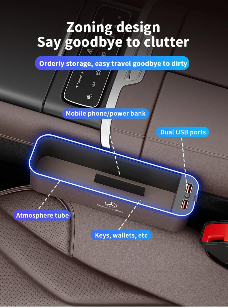 For Mercedes-Benz A B C E S V R Class AMG GLB GLC GLE SLC SLK SL ML Vito Viano Sprinter Pilot Car Seat Storage Case Seat Gap Box