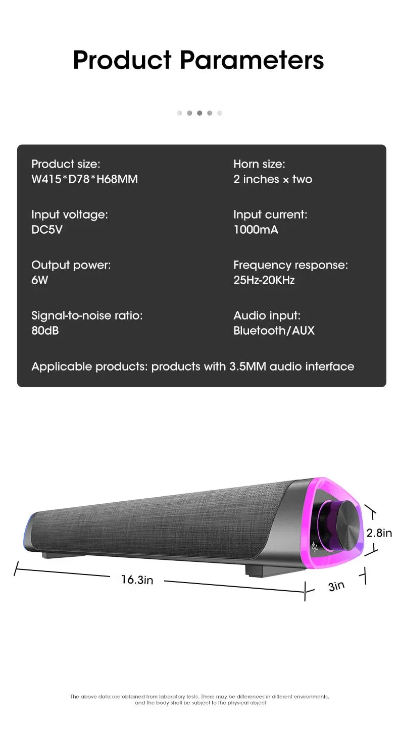 Computer Speaker Bar Stereo Sound Subwoofer Bluetooth Speaker For Macbook Laptop Notebook PC Music Player Wired Loudspeaker