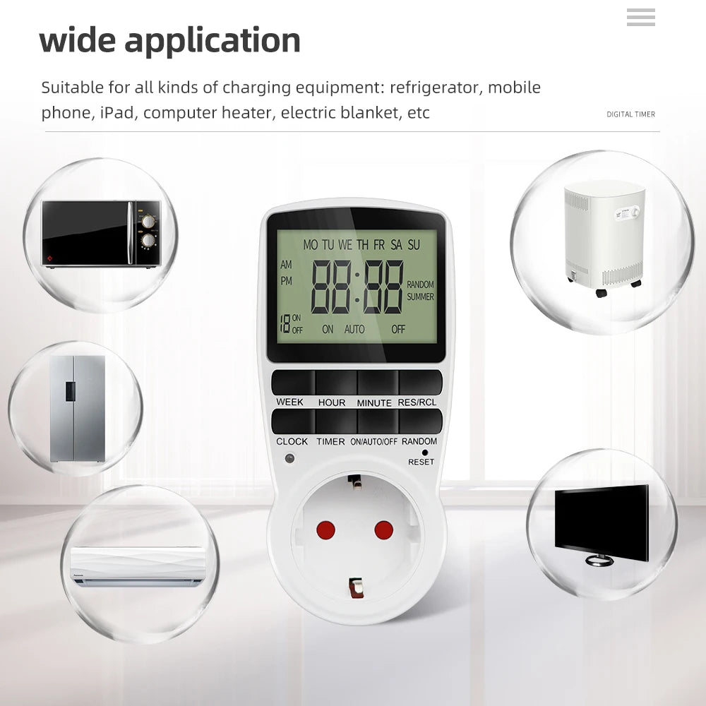 Digital Timer Switch EU Programmable Electronic Timing Socket US UK FR AU Plug Outlet Kitchen Appliance Time Control Day/Hour
