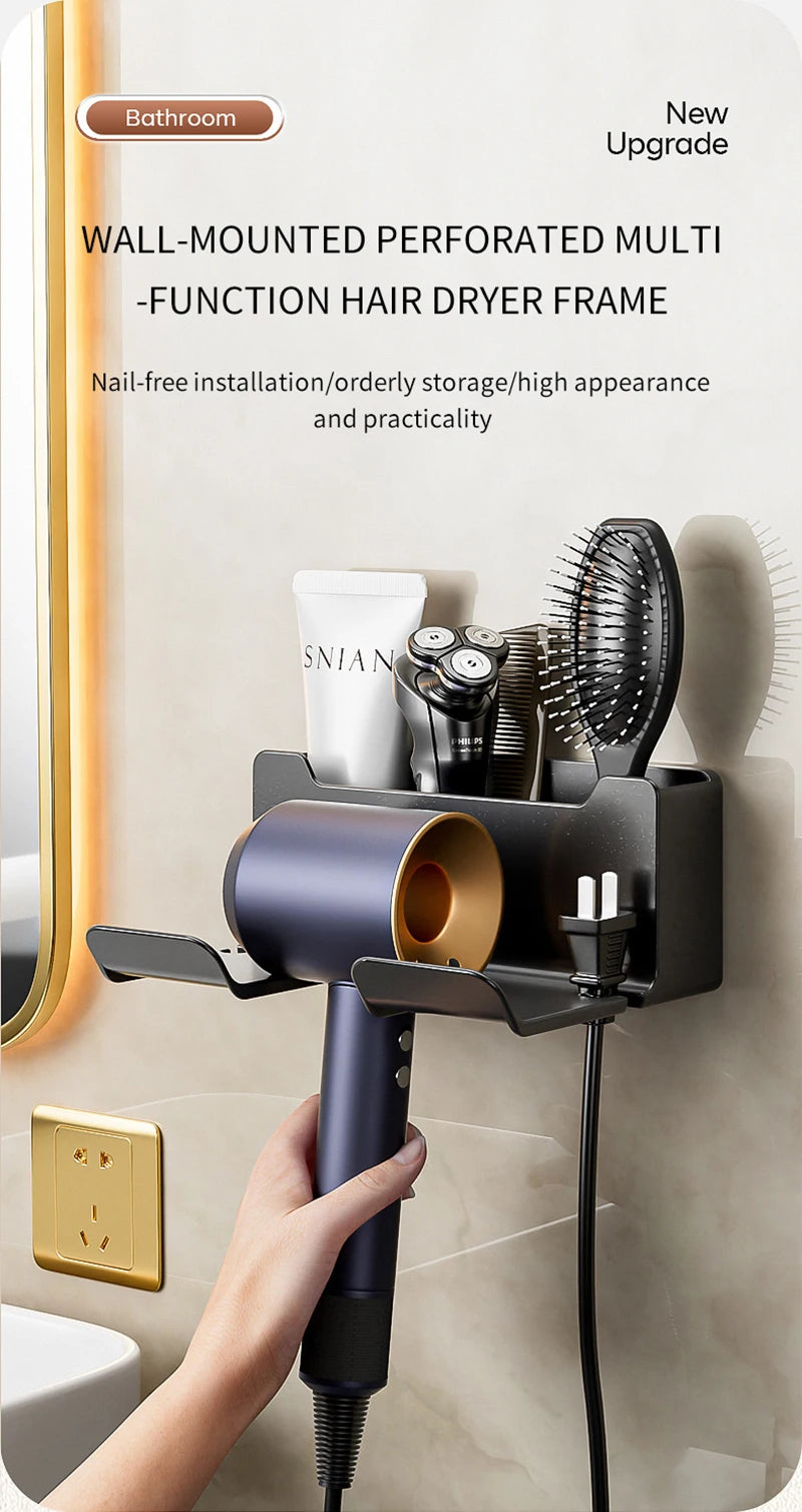 Bathroom Shelf Dryer Cradle Wall Shelves Hair Dryer Holder Shower Hairdryer Organizer Box Toilet Blower Holder Shelf Bathroom