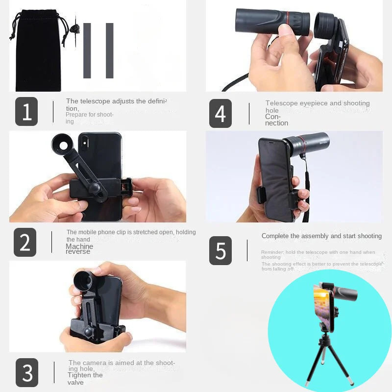 Xiaomi 2000x25 Hd Monocular Telescope Mini Portable Design Ideal For Camping, Hunting Birdwatching Lightweight Outdoor Telescope
