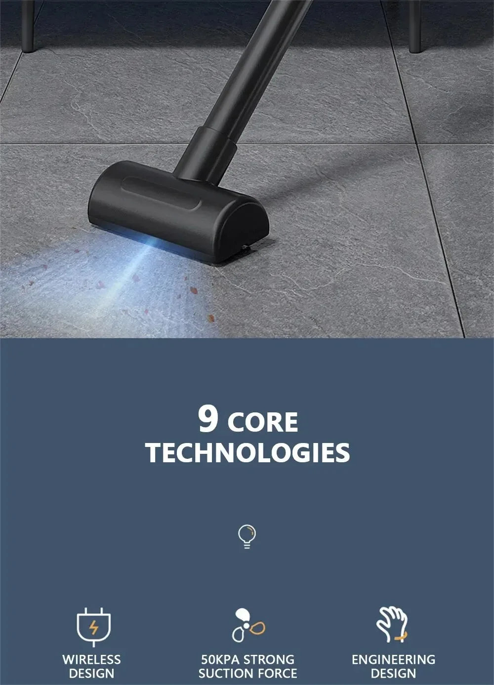 Wireless Handheld Vacuum Cleaner Cordless Handheld Chargeable Auto Vacuum for Home & Car & Pet Mini Vacuum Cleaner 50000Pa