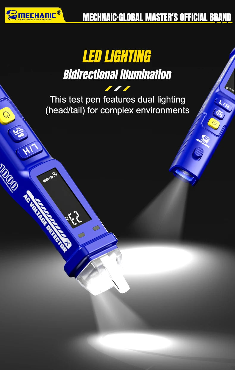 MECHANIC Non-Contact Voltage Tester Pen 12-1000V AC Detector with LED Flashlight, Electrical Tester for Home/Electricians
