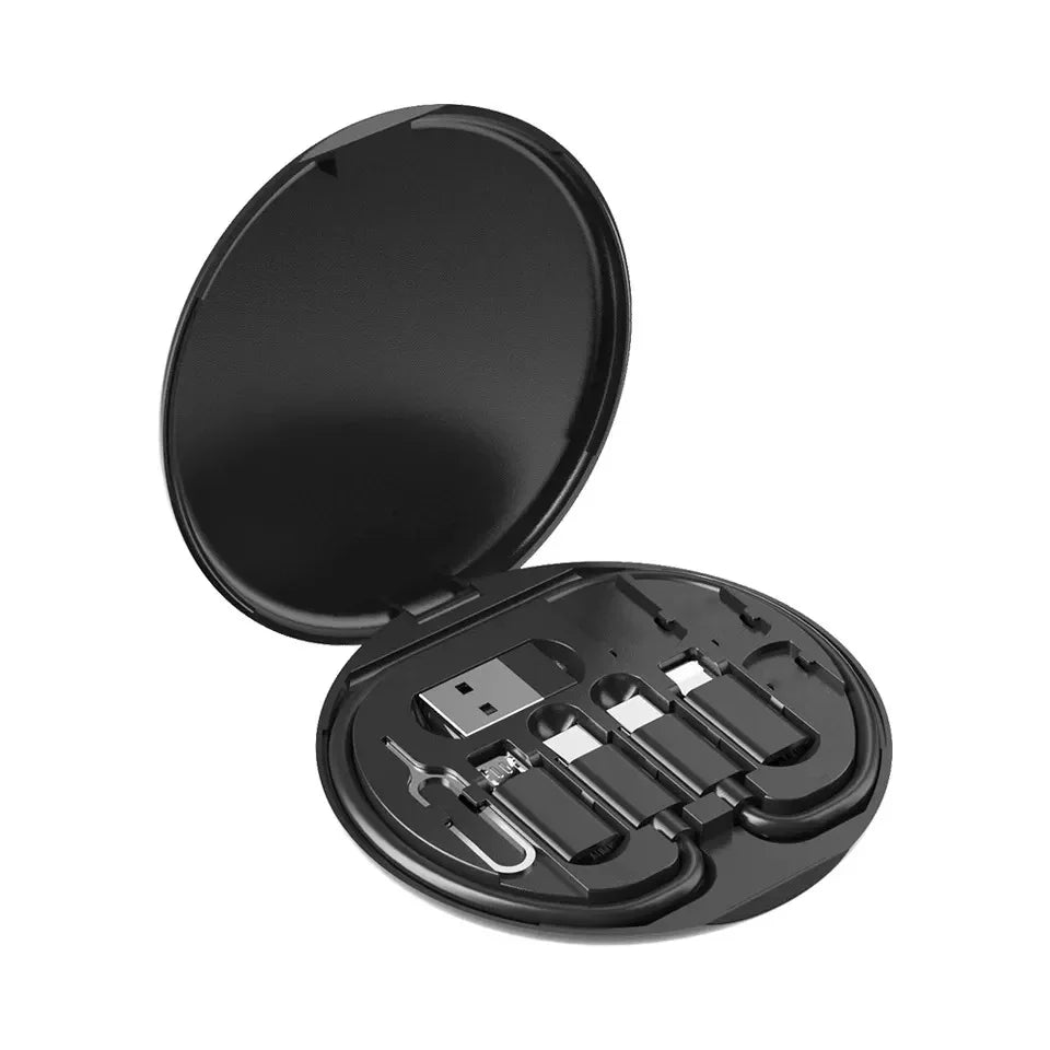 Portable Multi-functional Data Cable Storage Box, 60W Fast Charging Mobile Phone Holder, Charging Cable Set, Multi Head Adapter