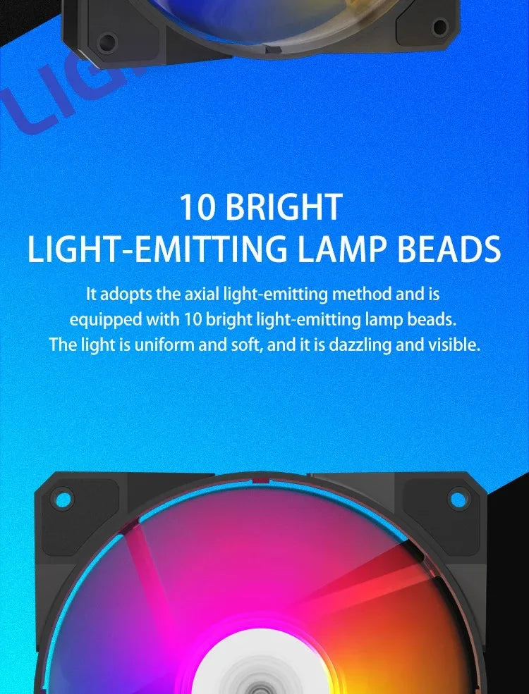 TEUCER P16 RGB FAN 120mm Pc Computer Case Fan Rainbow Heatsink 4PIN 12cm CPU Cooler Silent Fan