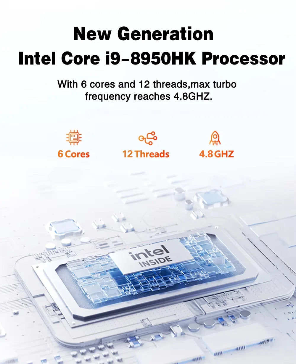 2025 Portable Mini PC Windows 11 Computer Intel Core i9 8950HK Mini Gaming Pc 16GB RAM DDR4 2TB SSD Wifi 6 Dual Mini Desktop PC