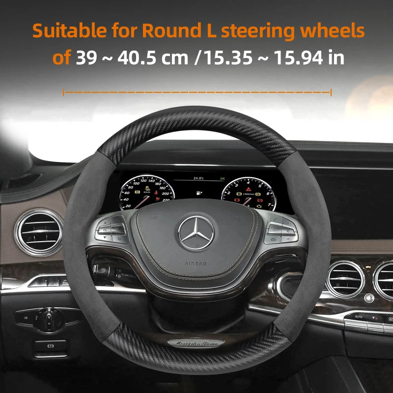 Suitable for Mercedes-Benz Suede Matte Carbon Fiber Texture Steering Wheel Cover Suitable for E Class S C a Glc Suv Eqc Gle Gla Eqe Amg Eq C63 E63 Maybach S600 Phantom Gls600 V Eqv W204 W205 W203