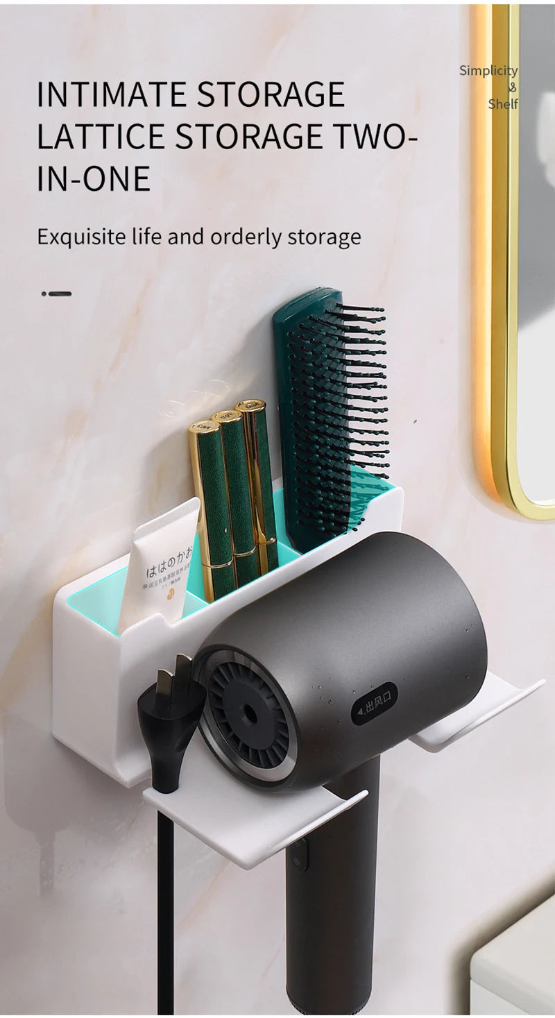 Bathroom Shelf Dryer Cradle Wall Shelves Hair Dryer Holder Shower Hairdryer Organizer Box Toilet Blower Holder Shelf Bathroom