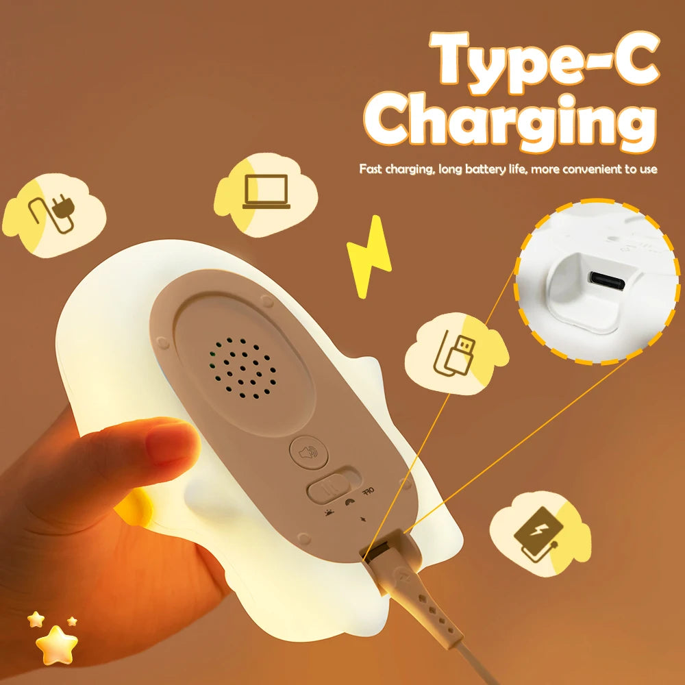 Silicone Dog Nursery Night Light 3 Level Brightness Cat Sleeping Nightlights Touch Sensor Beside Lamp For Kids Room