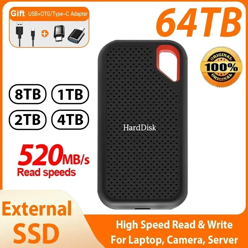 2025 Original SSD Hard Disk 1TB External Hard Drive 2TB Mobile Drive Hard Disk High Speed  for Laptop/Computer/PC ssd 2tb