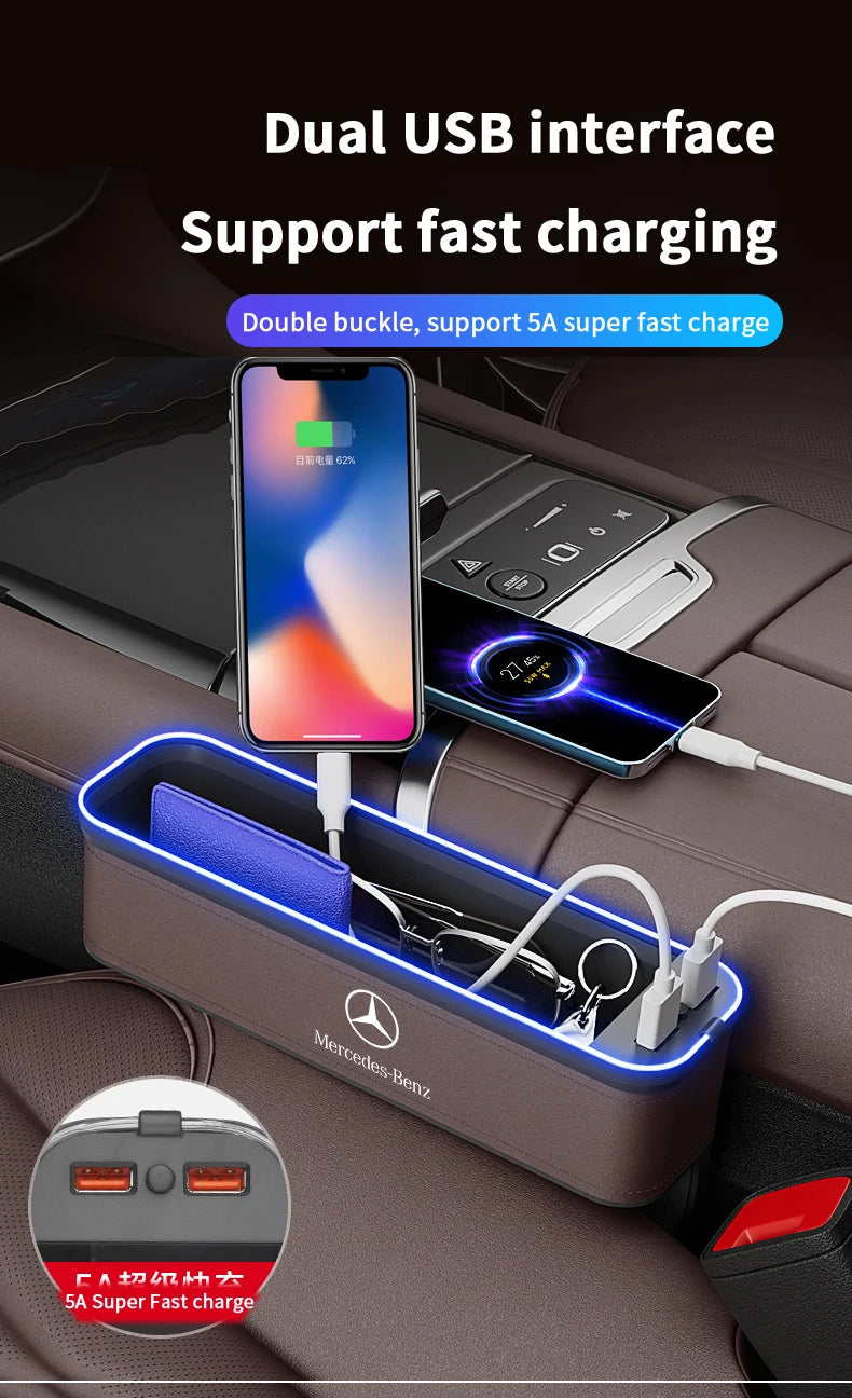 For Mercedes-Benz A B C E S V R Class AMG GLB GLC GLE SLC SLK SL ML Vito Viano Sprinter Pilot Car Seat Storage Case Seat Gap Box
