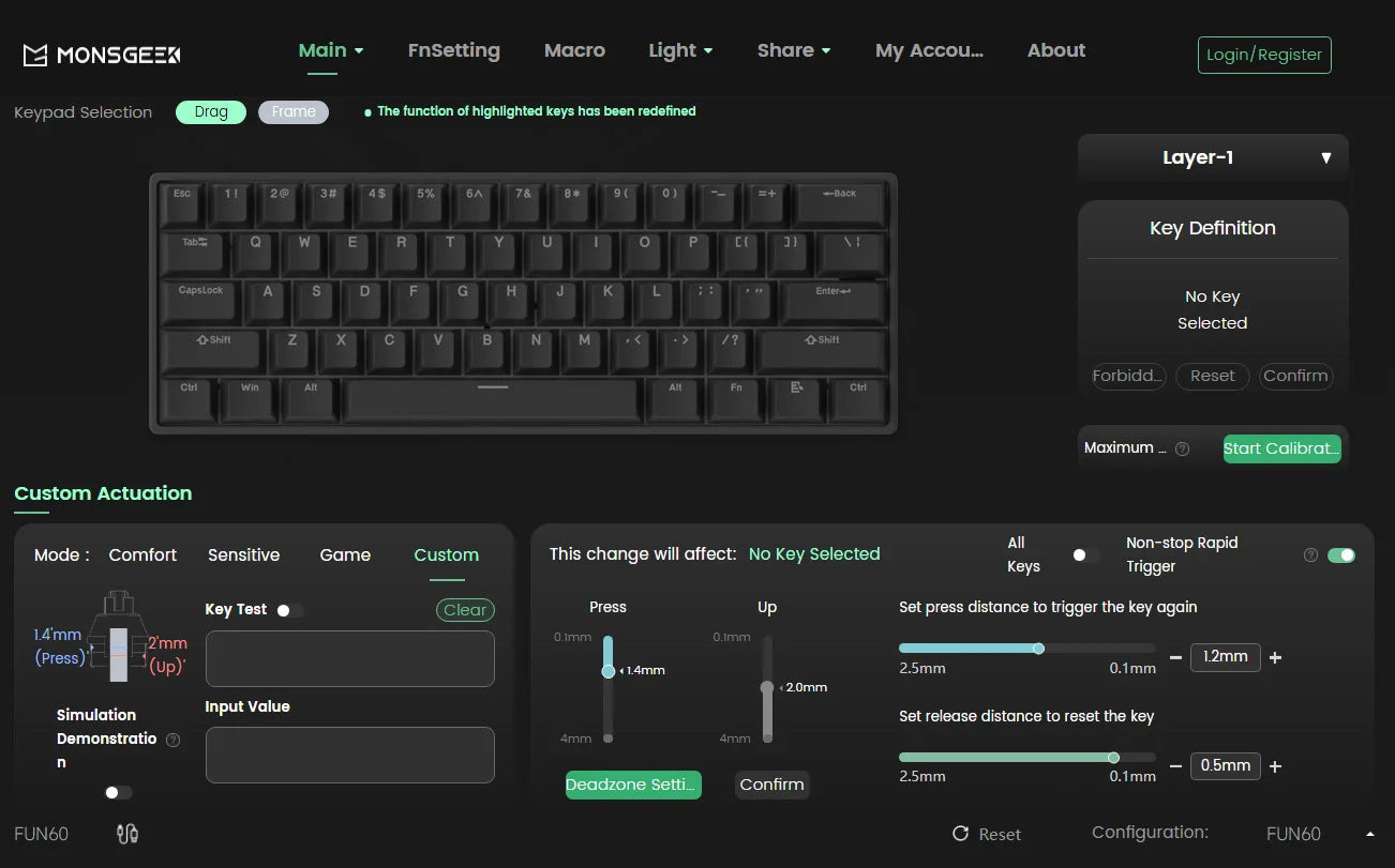Akko MonsGeek FUN60 Mechanical Keyboard Magnetic Switch 60% Gaming Keyboards Rapid Trigger 0.01mm 8K ARGB HE/TMR Custom Keyboard