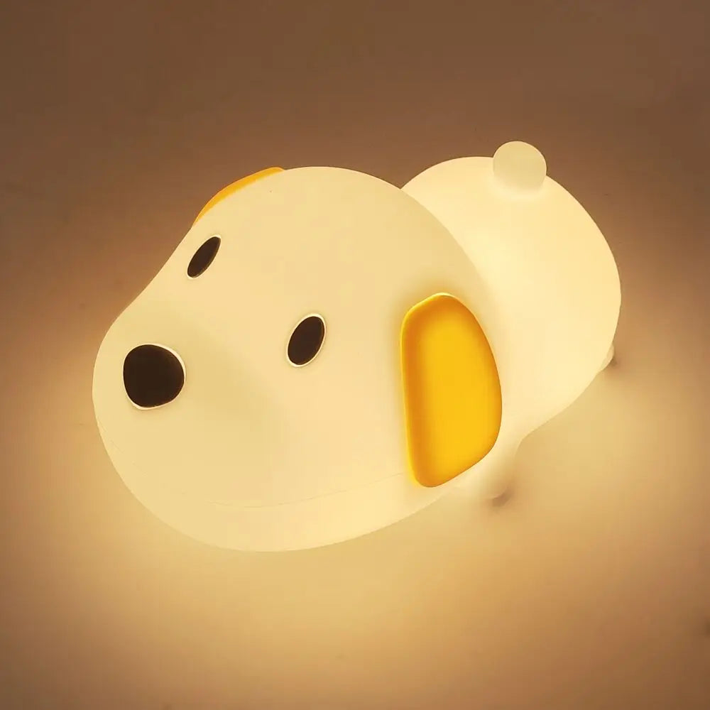 Silicone Dog Nursery Night Light 3 Level Brightness Cat Sleeping Nightlights Touch Sensor Beside Lamp For Kids Room