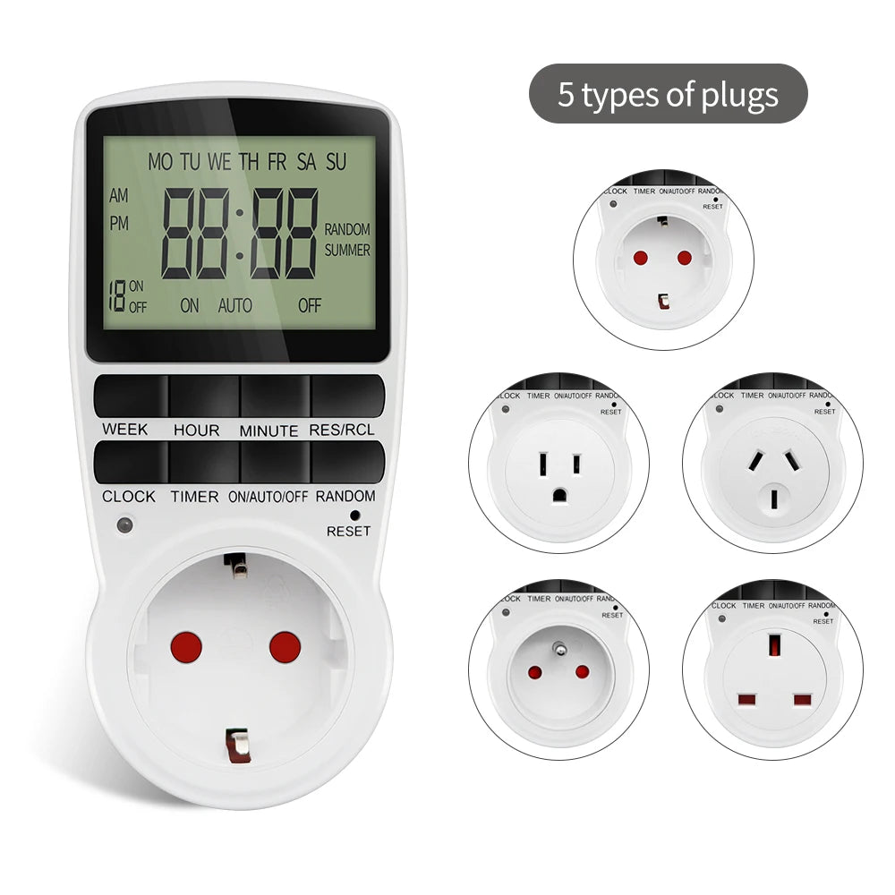 Digital Timer Switch EU Programmable Electronic Timing Socket US UK FR AU Plug Outlet Kitchen Appliance Time Control Day/Hour