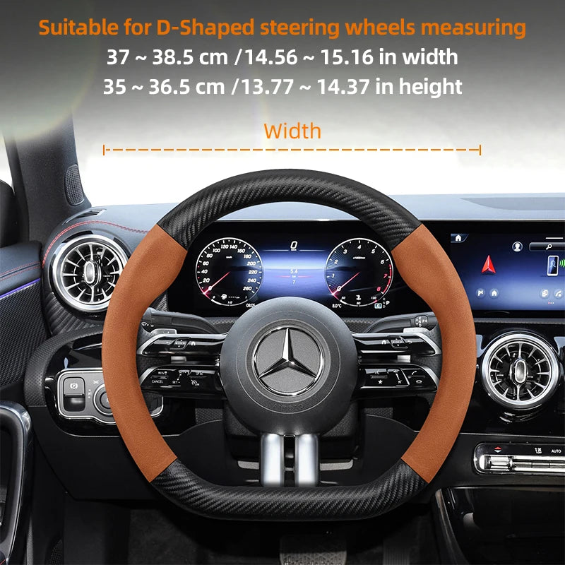 Suitable for Mercedes-Benz Suede Matte Carbon Fiber Texture Steering Wheel Cover Suitable for E Class S C a Glc Suv Eqc Gle Gla Eqe Amg Eq C63 E63 Maybach S600 Phantom Gls600 V Eqv W204 W205 W203